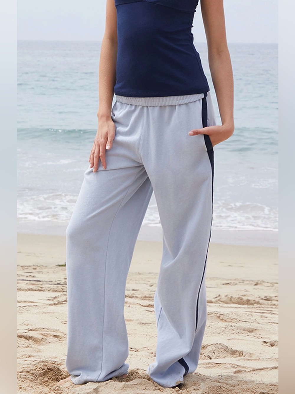 John Galt PacSun Blue Sweatpants Small Low Rise Straight Leg Lounge Brandy Y2K